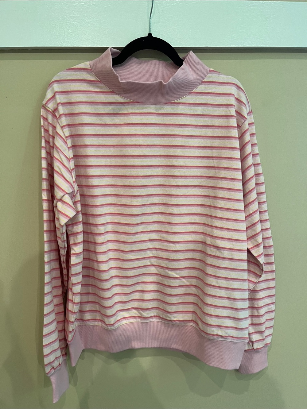 Parke ITS A GIRL COLLECTION Pink and White Striped Mockneck